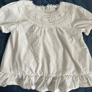 Kensie White Lace Trim Blouse